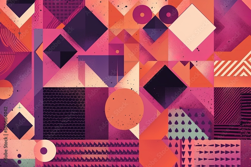 vibrant and dynamic abstract background with a diverse array of geometric shapes. Generative AI