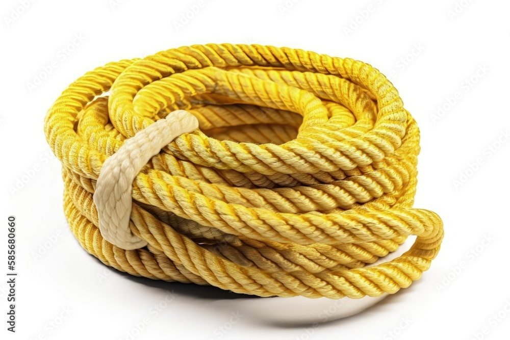 bright yellow rope isolated on a clean white background. Generative AI