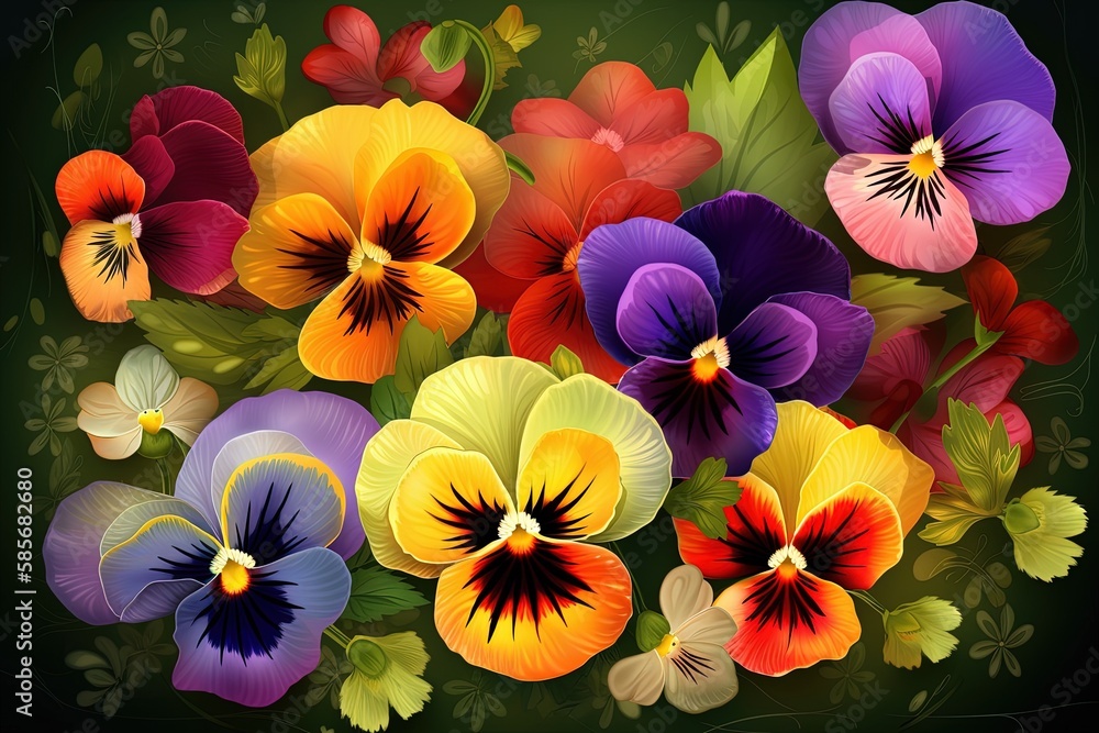 vibrant bouquet of flowers on a dark backdrop. Generative AI