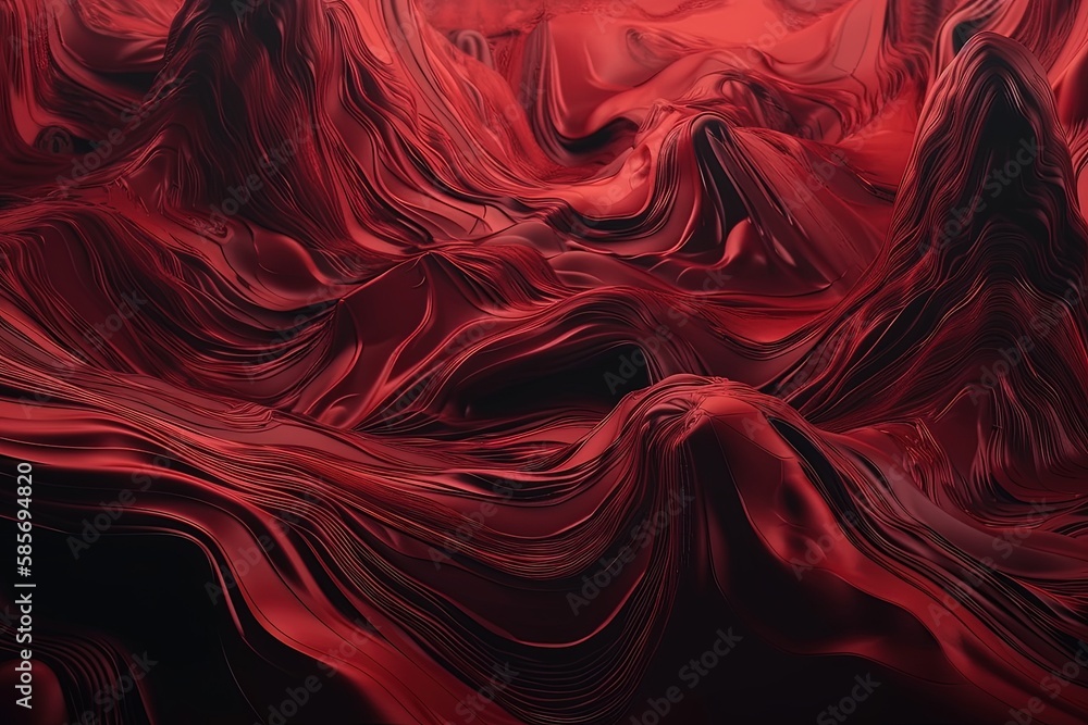 Abstract Red and Black Mountainscape Painting. Generative AI