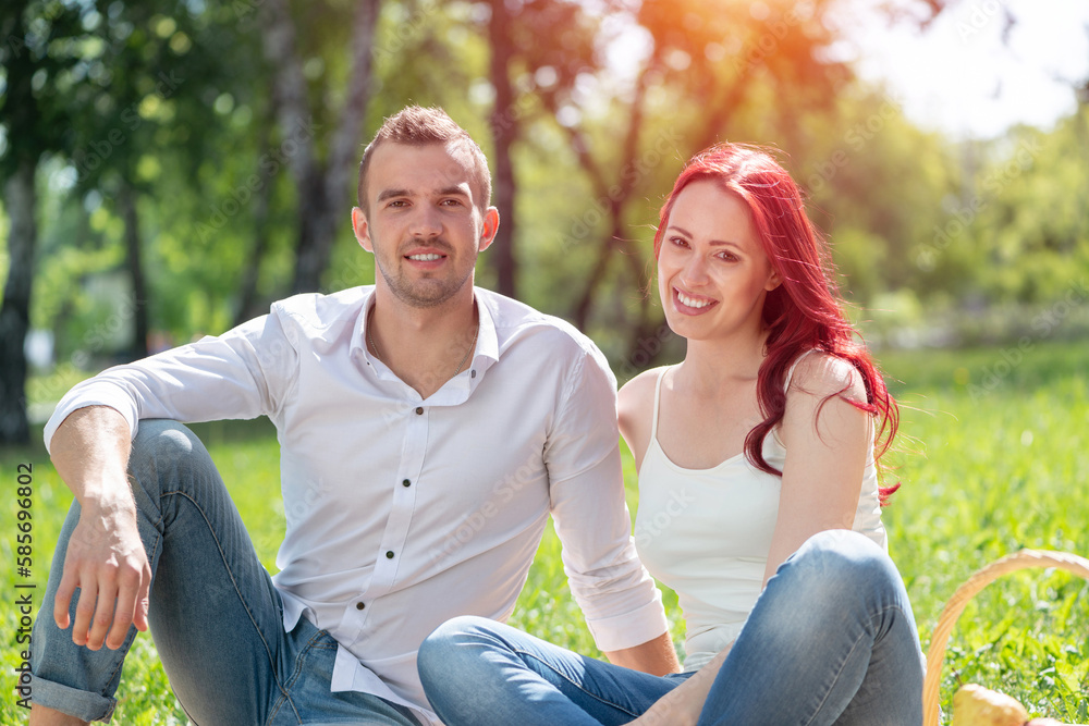 Young couple on a date in the park