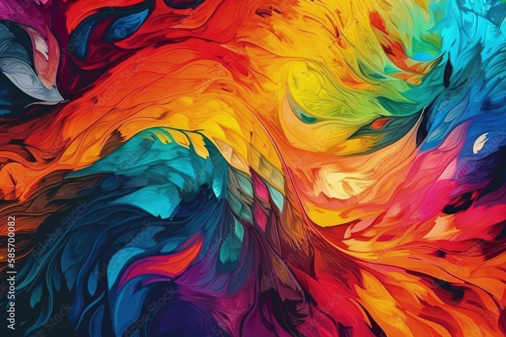 colorful abstract lions head painting. Generative AI