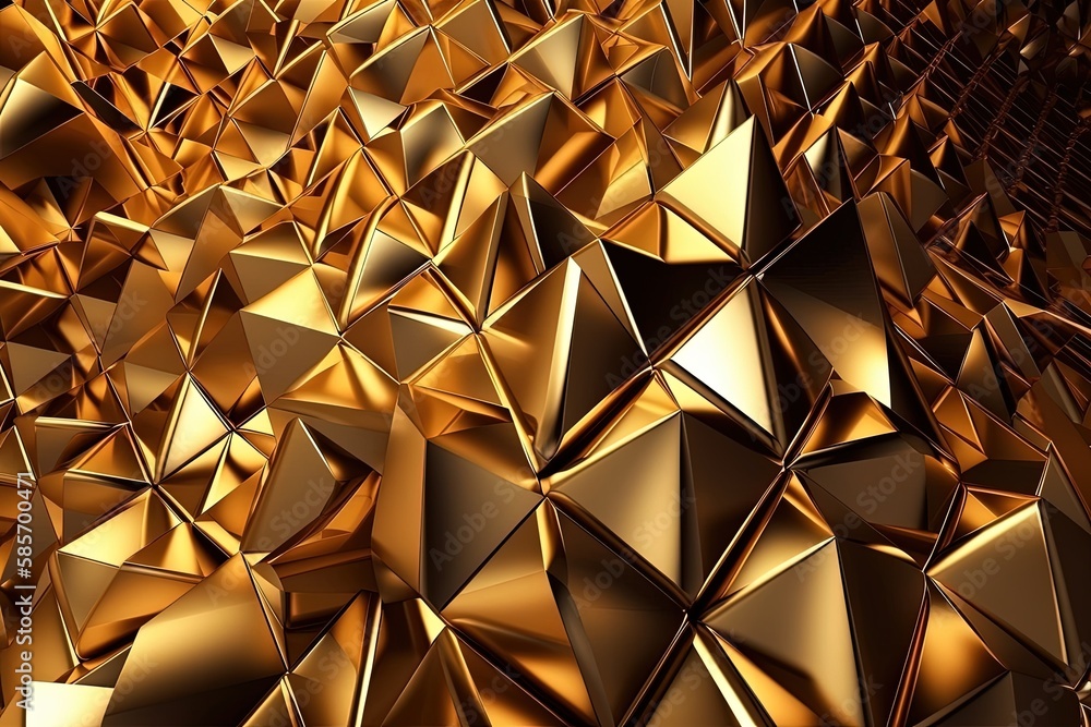 Wall Made of Gold with Various Shapes and Sizes. Generative AI