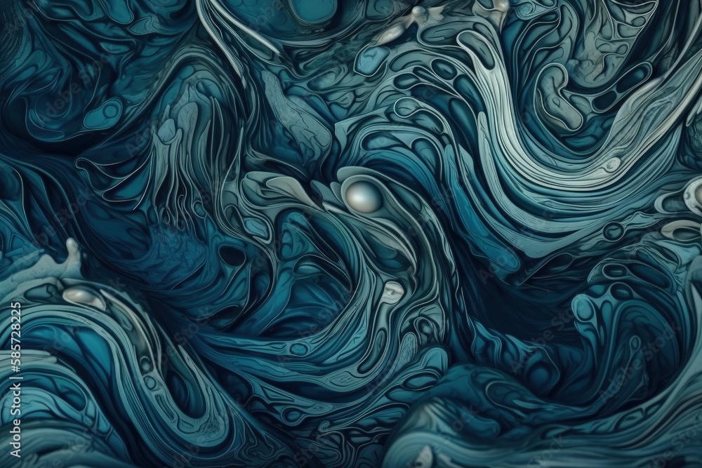 an abstract painting with swirling blue and white colors. Generative AI