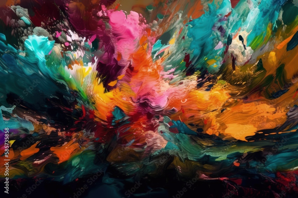 vibrant and colorful abstract painting. Generative AI