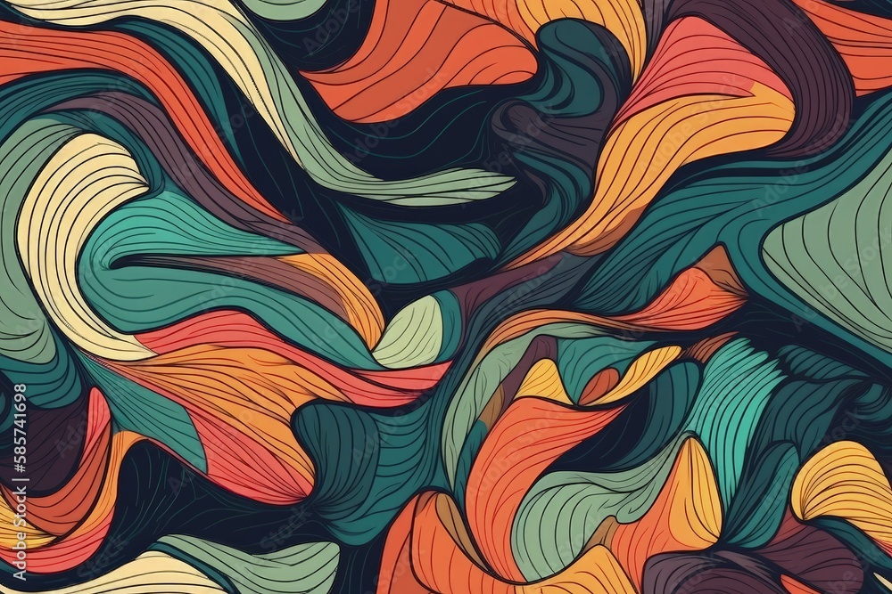 vibrant abstract background with flowing waves of color. Generative AI