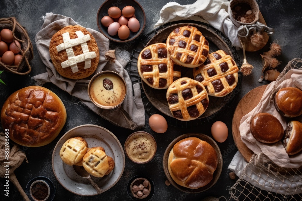 table filled with a variety of delicious desserts and pies. Generative AI