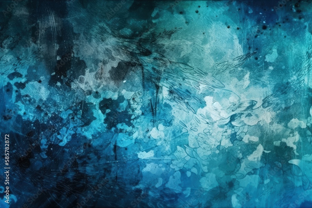 an abstract painting with shades of blue and green. Generative AI