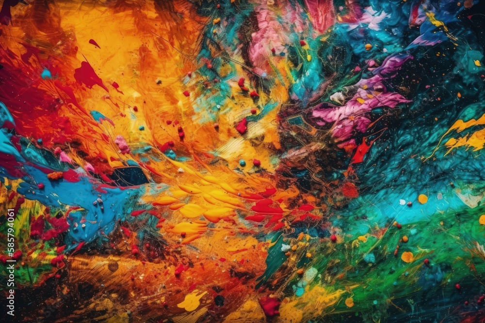 vibrant and colorful abstract painting. Generative AI