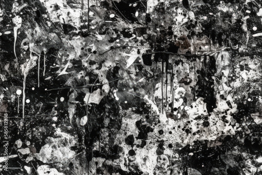 monochromatic abstract painting with splatters of paint. Generative AI