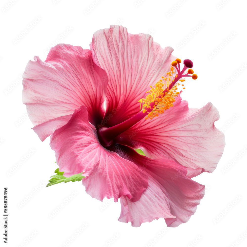 Hibiscus flower isolated. Illustration AI Generative.