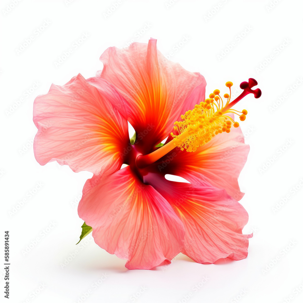 Hibiscus flower isolated. Illustration AI Generative.