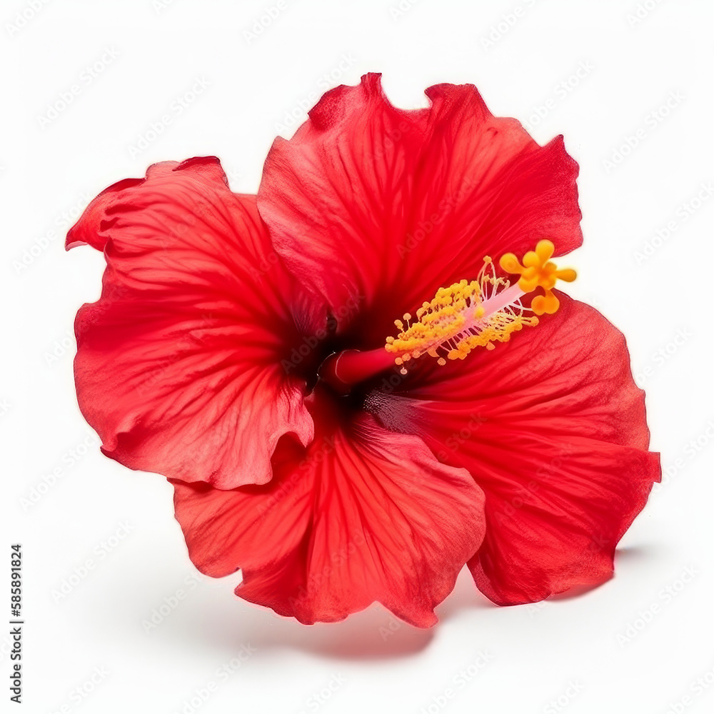 Hibiscus flower isolated. Illustration AI Generative.