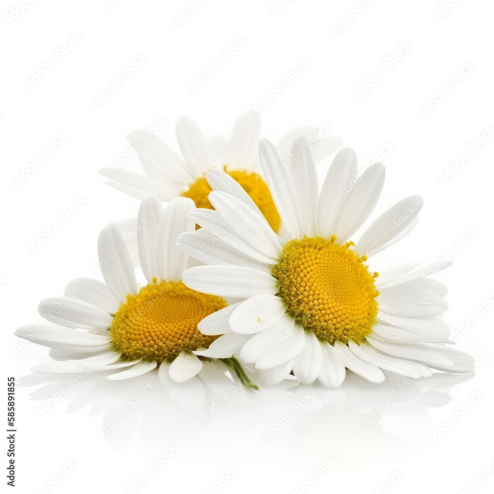 Chamomile flower on white background. Illustration AI Generative.