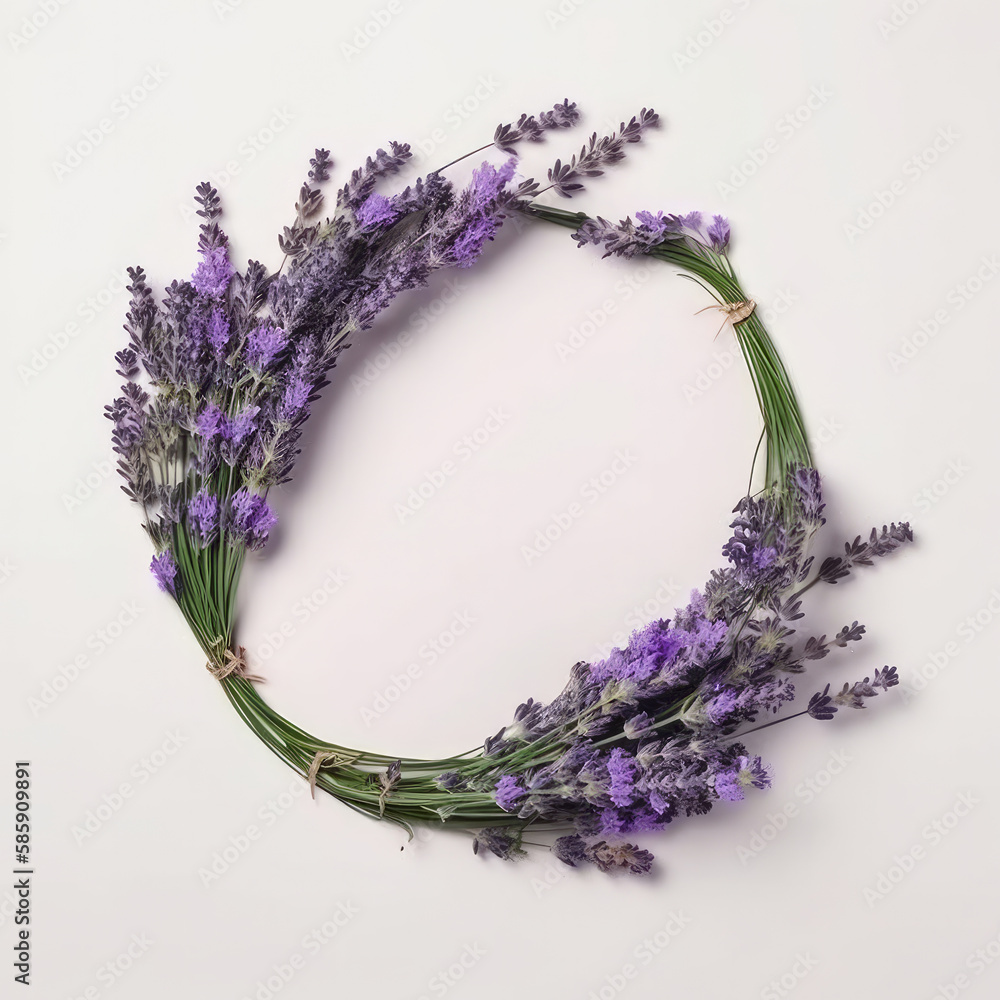 Lavender circle frame. Illustration AI Generative.