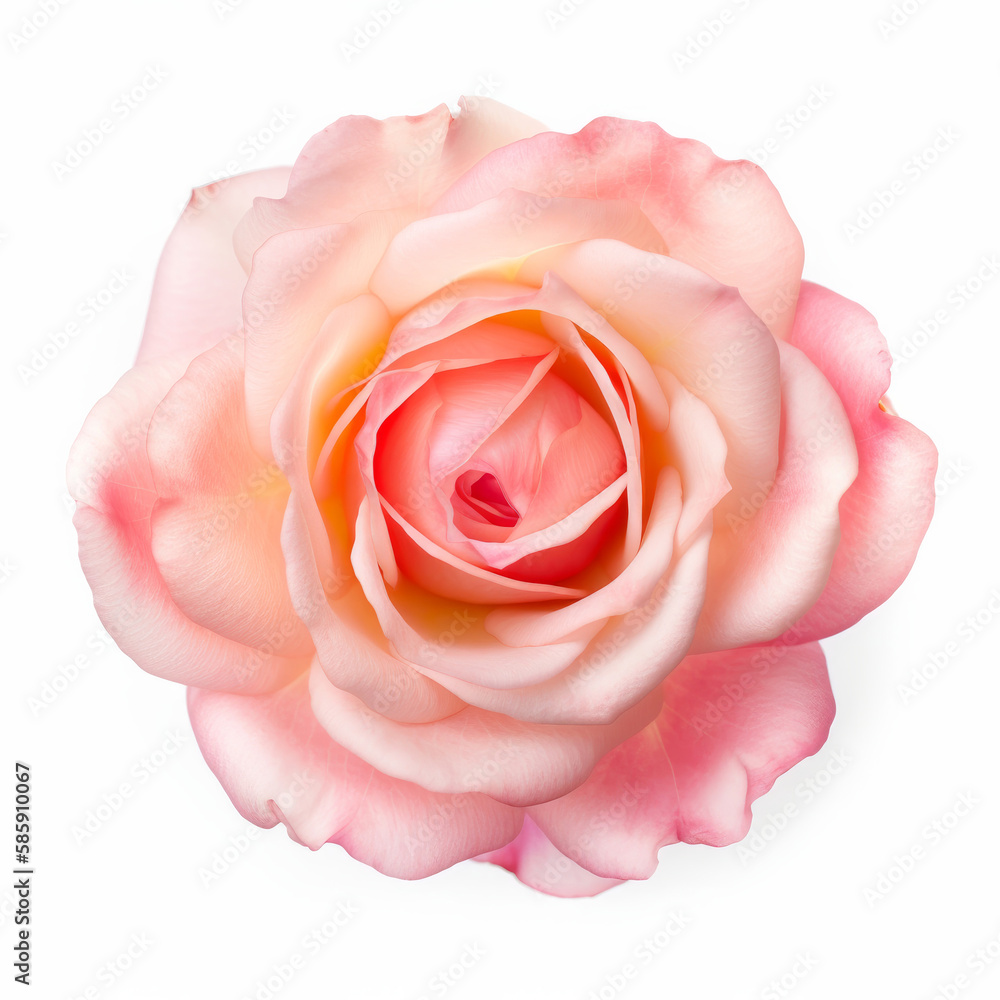 Rose flower isolated on white. Illustration Generative AI.