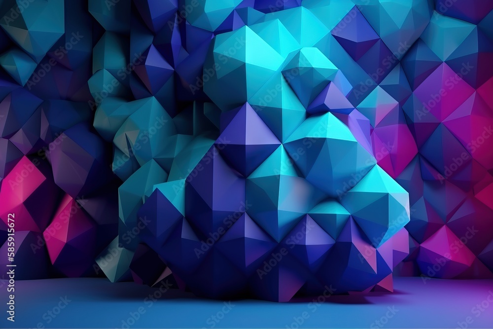  a colorful abstract background with low poly shapes and a bright blue and pink background with a sm