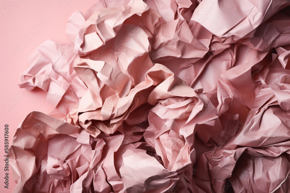  a pile of crumpled pink paper on a pink background with a pink background and a pink background wit