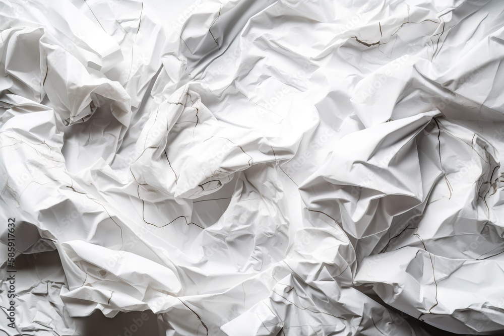  a close up of a white crumpled paper textured with lines and dots of thread on a white background w