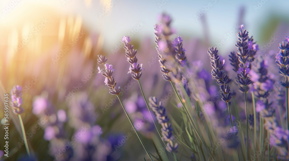 Lavender field. Illustration AI Generative.