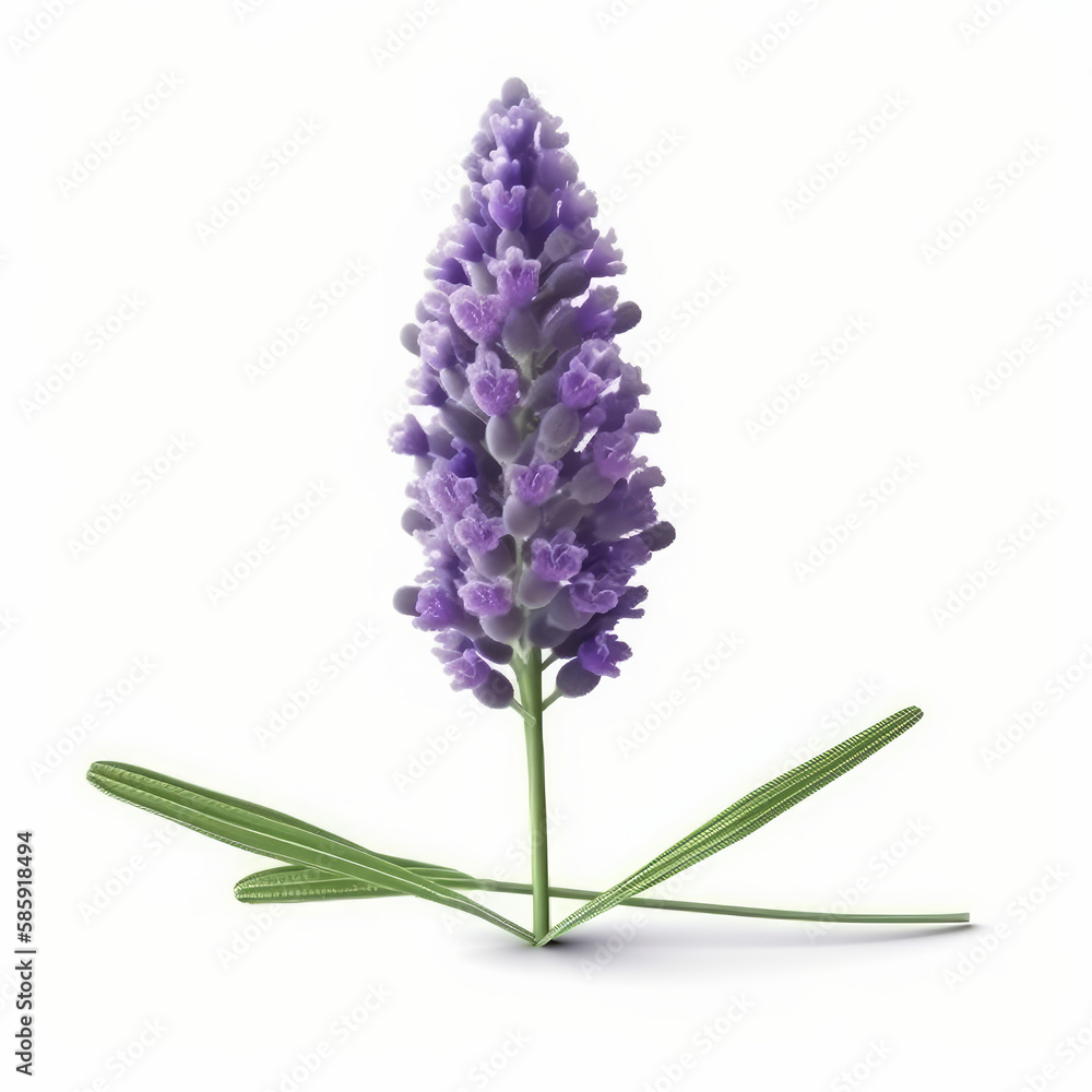 Lavender flower isolated on white. Illustration AI Generative.