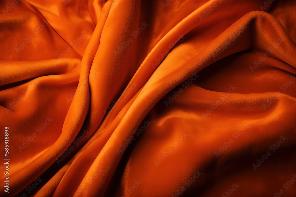  a close up of an orange cloth with a very soft feel to its fabric structure and folds in the fabri