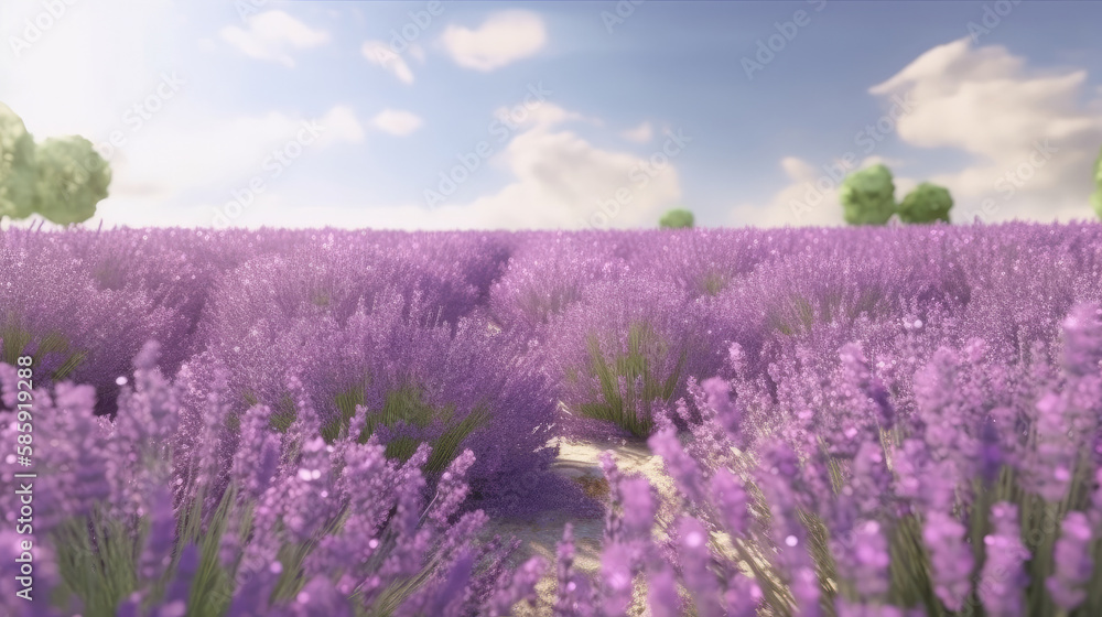 Lavender field. Illustration AI Generative.