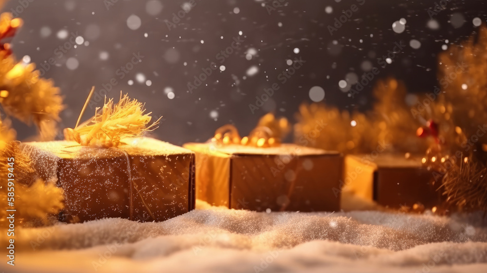 Christmas background. Illustration AI Generative.