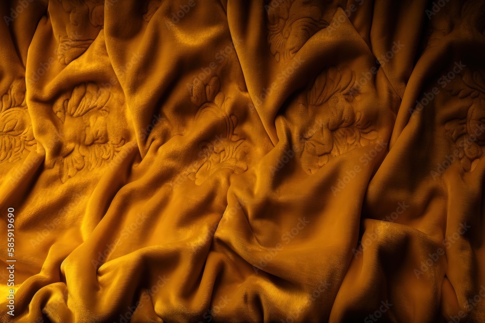  a close up of a bed with a yellow comforter on its side and a yellow pillow on the other side of t