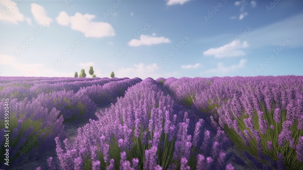 Lavender field. Illustration AI Generative.