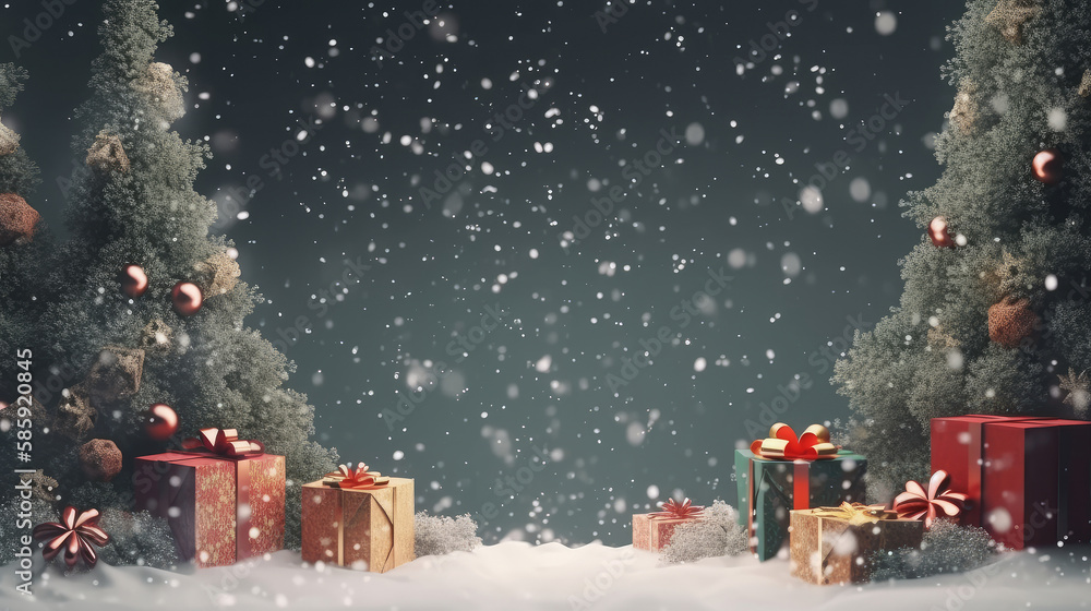 Christmas background. Illustration AI Generative.