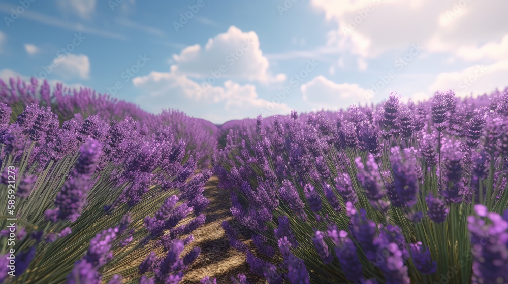 Lavender field. Illustration AI Generative.