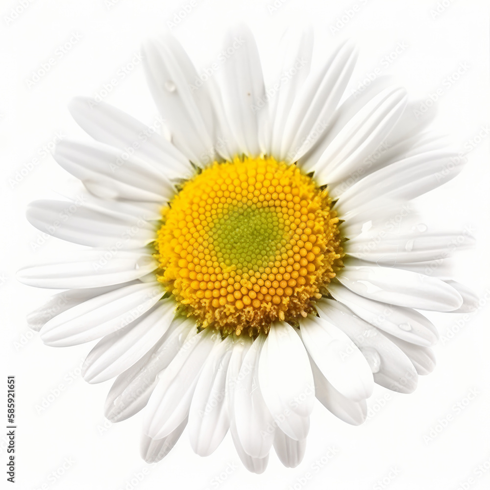 Chamomile flower on white background. Illustration AI Generative.