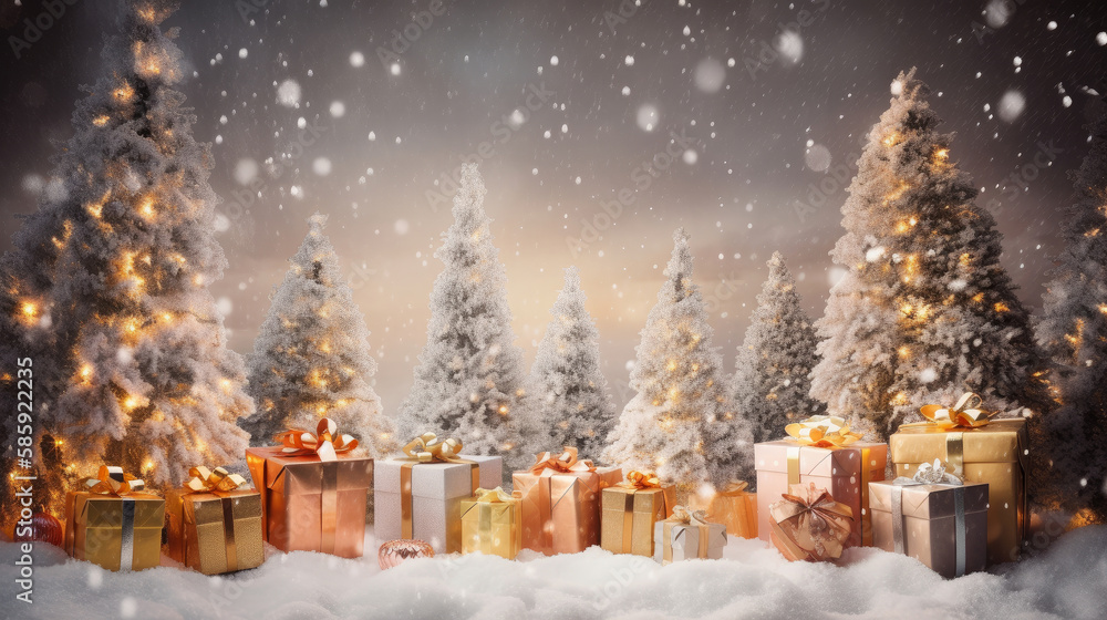 Christmas background. Illustration AI Generative.