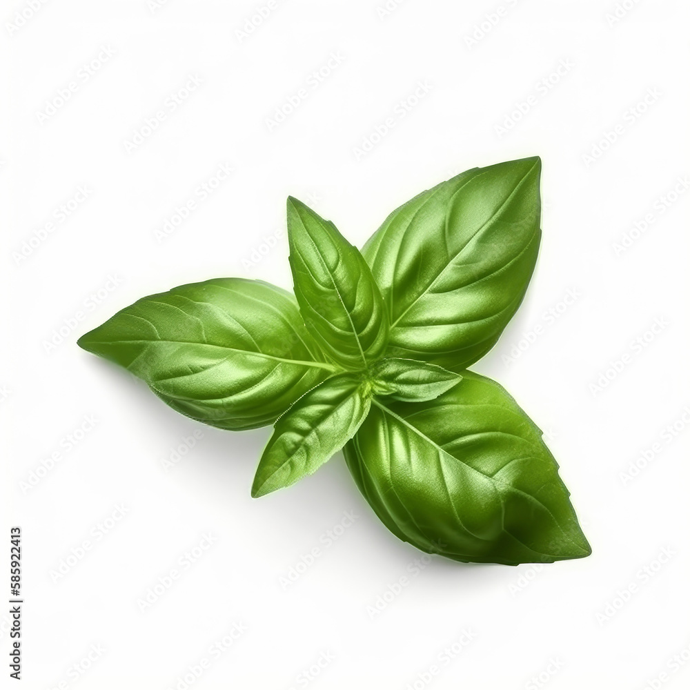 Basil leaf isolated. Illustration AI Generative.