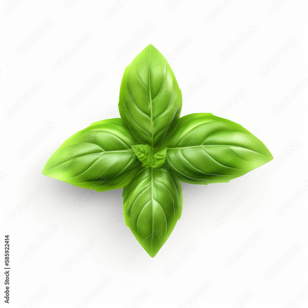 Basil leaf isolated. Illustration AI Generative.