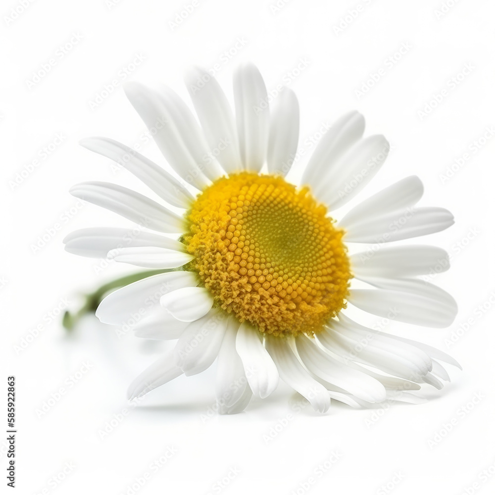 Chamomile flower on white background. Illustration AI Generative.