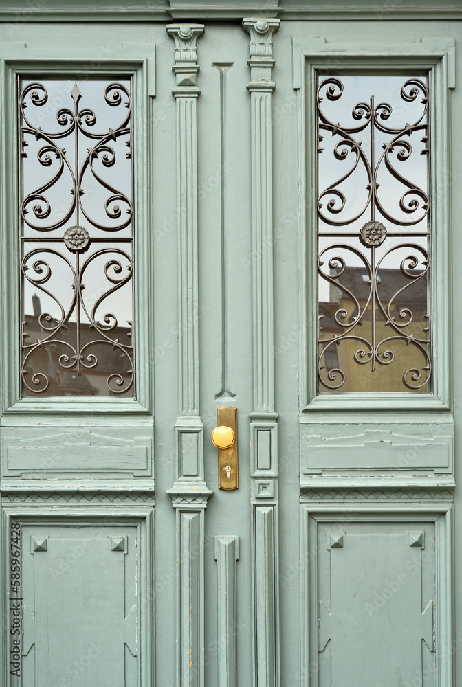 View of beautiful wooden door in city