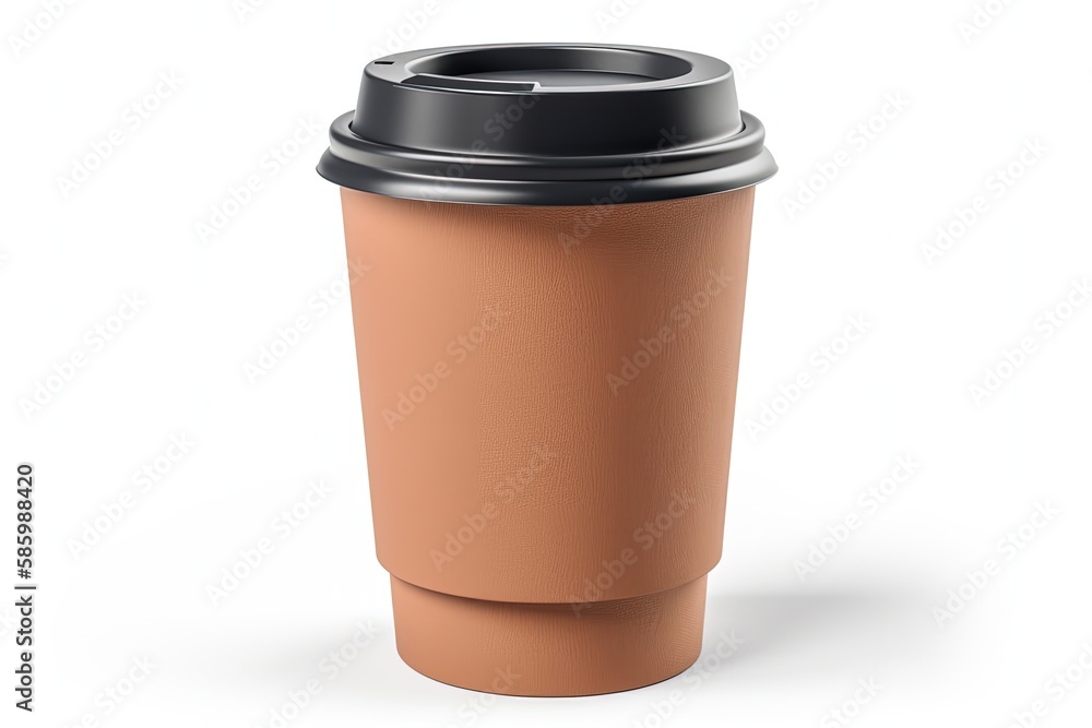 white coffee cup with a black lid against a plain background created with Generative AI technology