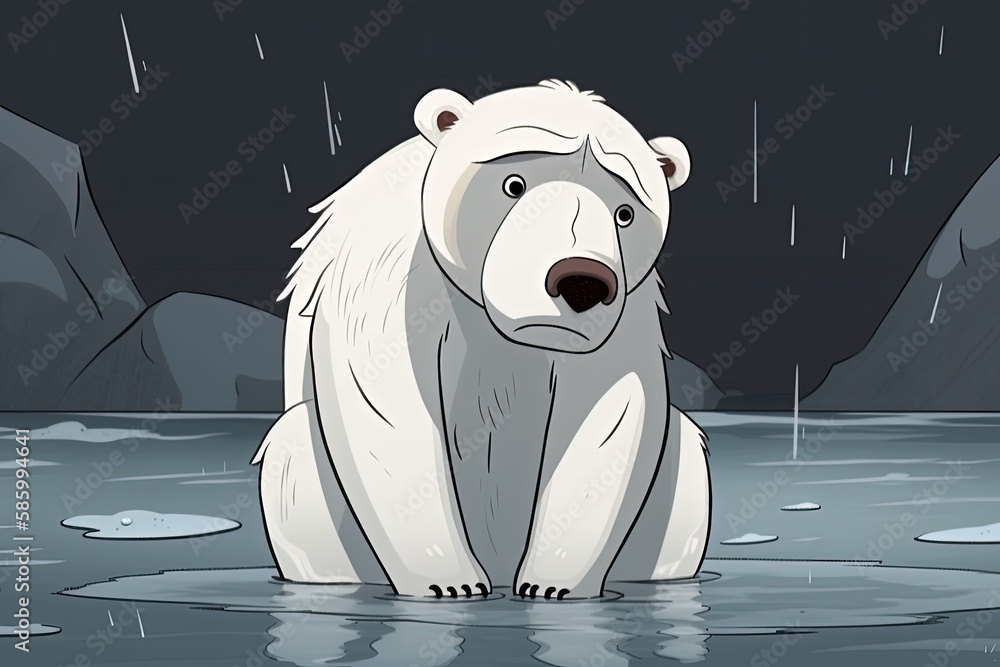 majestic polar bear standing in the icy waters of the Arctic created with Generative AI technology