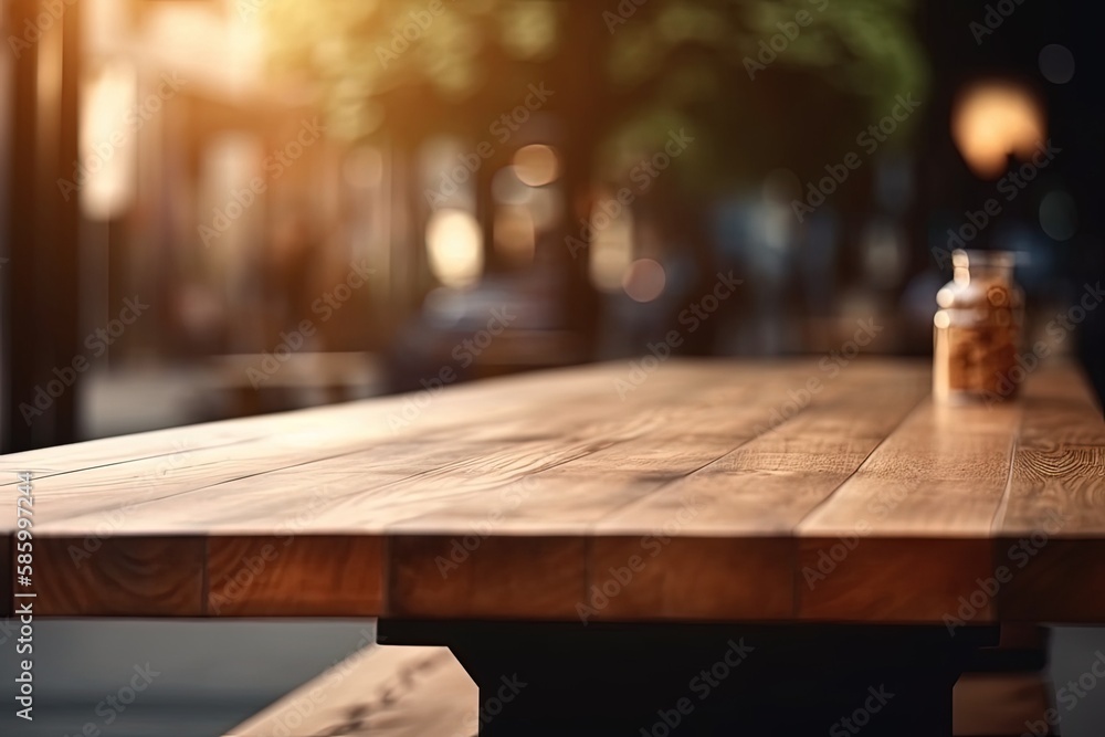 rustic wooden table with a glass jar filled with colorful flowers created with Generative AI technol