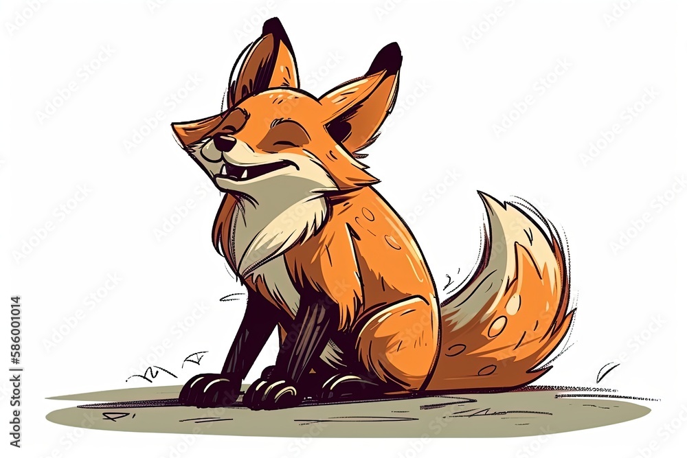 seated fox in a natural setting created with Generative AI technology