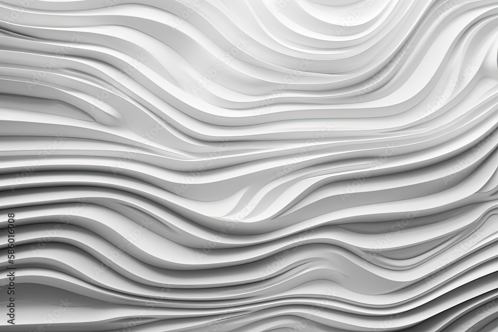 white wall with abstract wavy lines pattern created with Generative AI technology