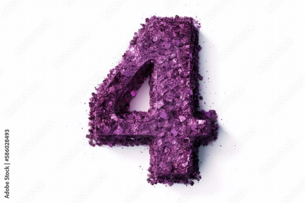 glittery purple number four created with Generative AI technology