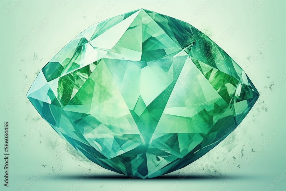 green diamond on a green background created with Generative AI technology