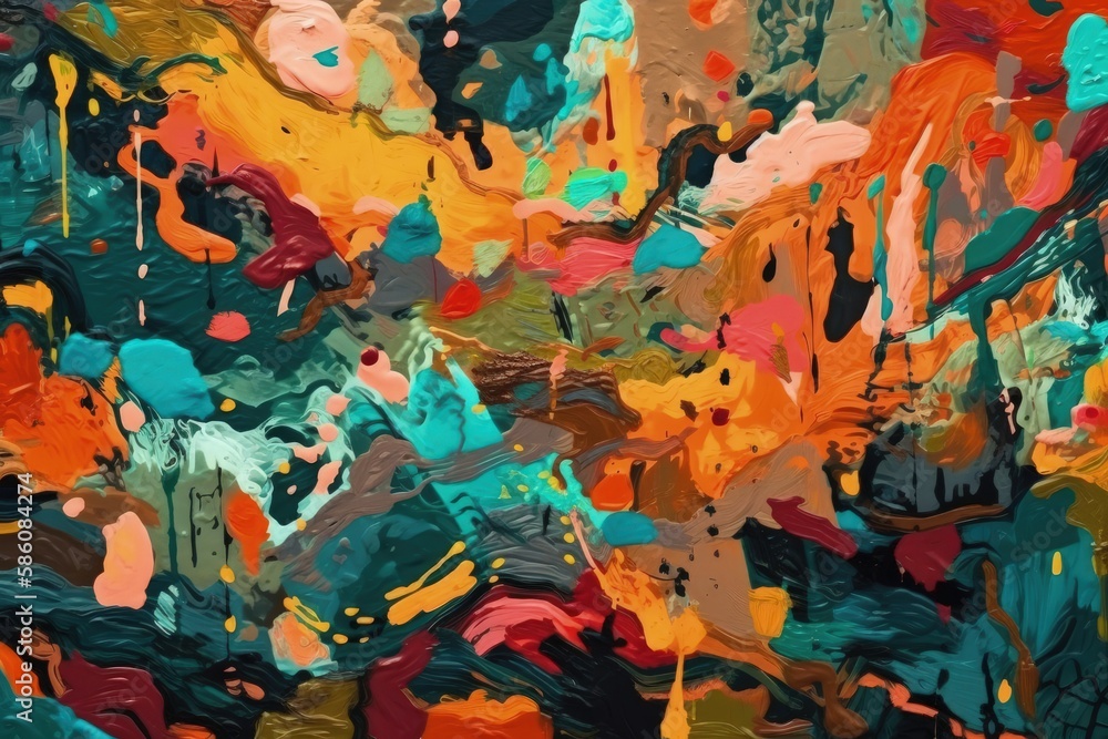 abstract painting with vibrant colors and unique brush strokes created with Generative AI technology