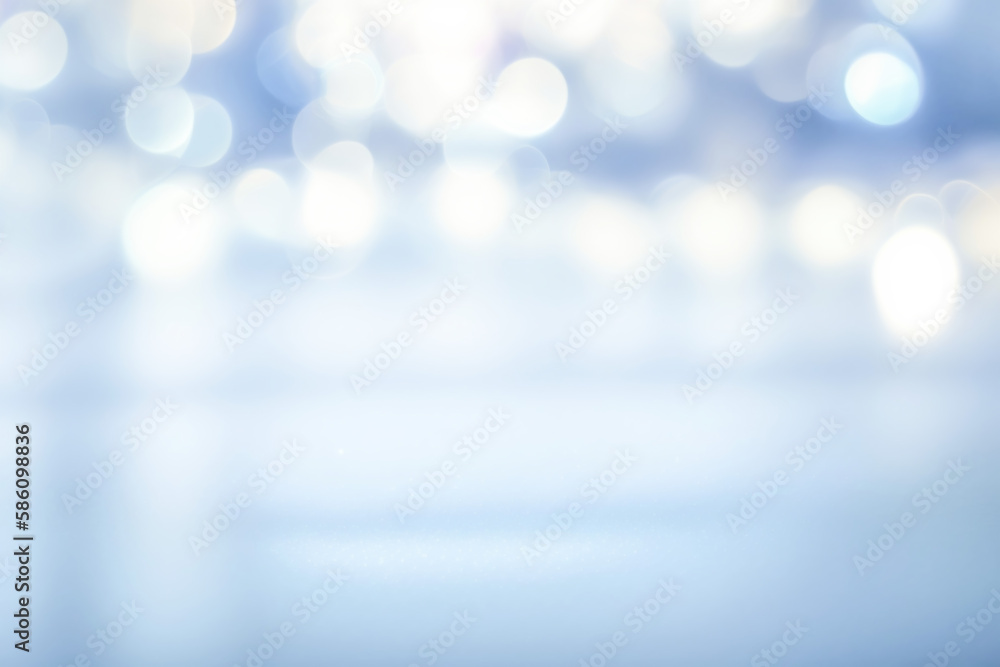 Abstract light blue blurred background for presentation with beautiful round bokeh.