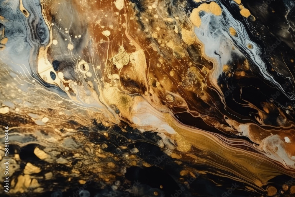 abstract painting in black and gold colors created with Generative AI technology