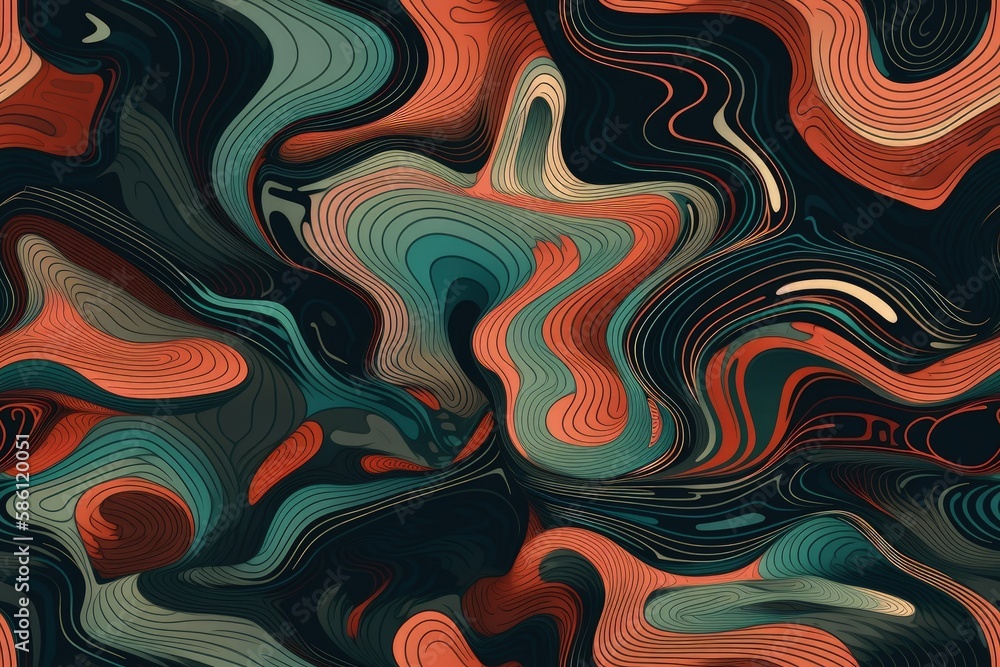 vibrant abstract background with fluid lines and colors created with Generative AI technology