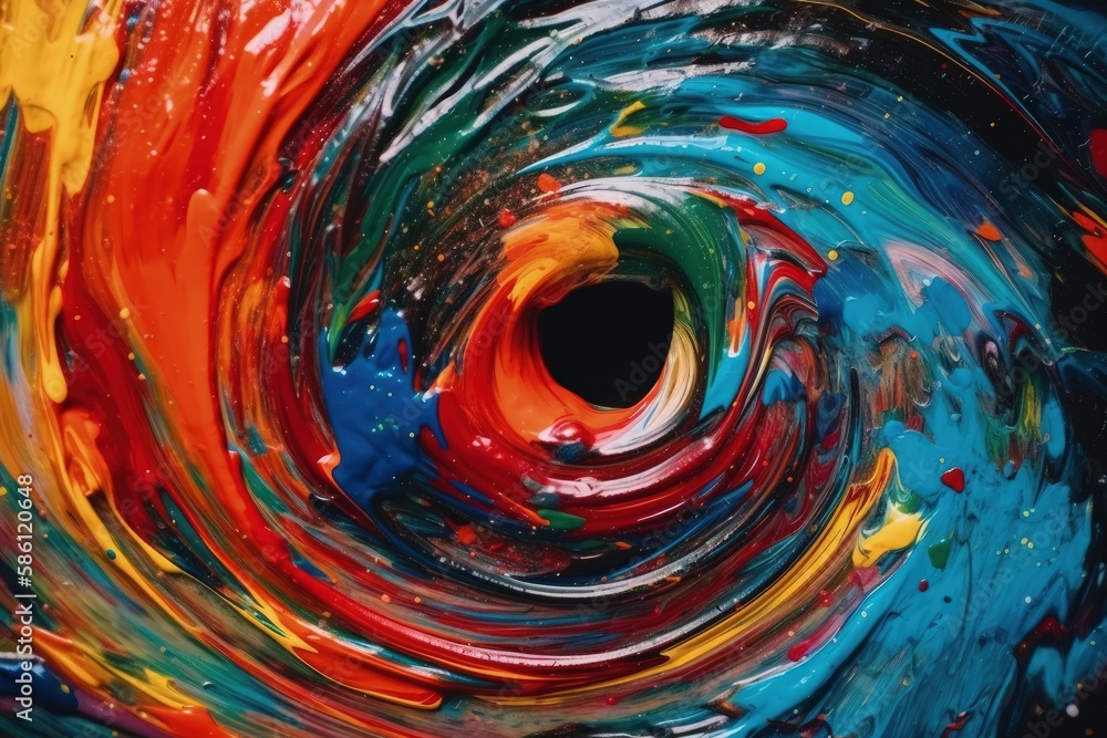 vibrant painting with a dark hole as the focal point created with Generative AI technology